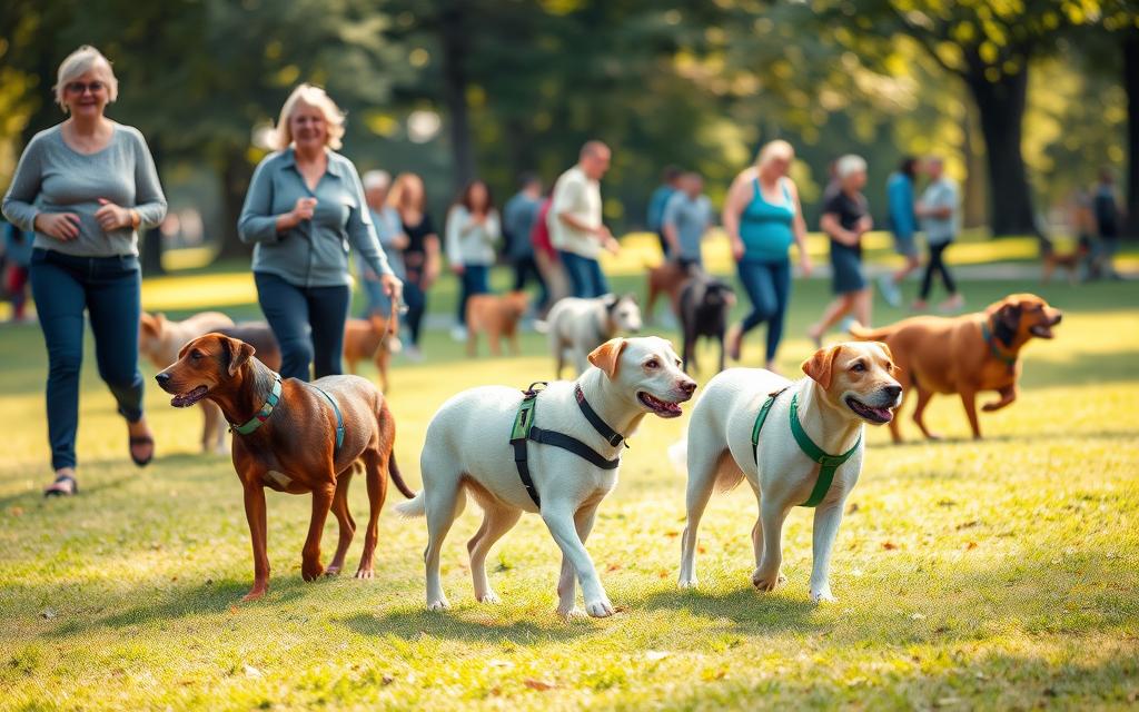 A dog is running around cones on the grass.